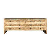 Indian Hand Carved Solid Wood 6 Drawers TV Unit 18